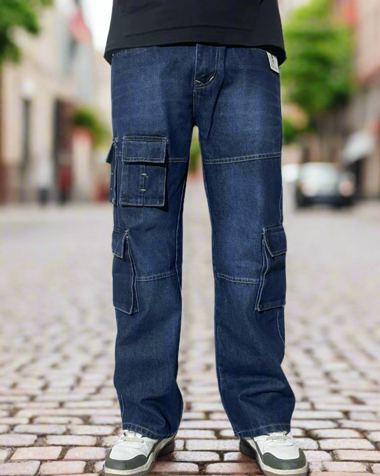 Dark blue straight jeans
